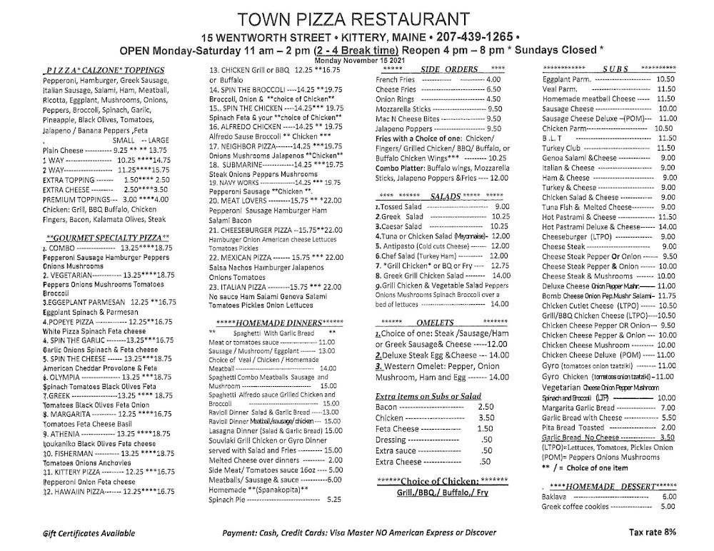 Town Pizza Restaurant Menu image 3